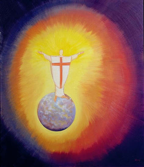 Jesus Christ is our High Priest who unites earth with Heaven, 1993 (oil on panel)  von Elizabeth  Wang
