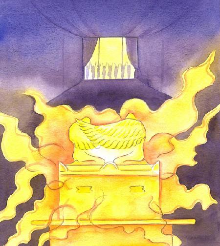 The glory of God rested upon the Ark of the Covenant, a precious box surmounted by two cherubs, in w 2001
