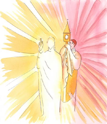When a priest is holding the monstrance with the Sacred Host, and blesses us with it, Christ Himself 2003