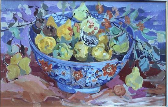 Quinces in a Delft Bowl von Elizabeth Jane  Lloyd