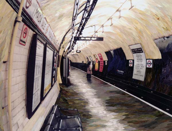 Waiting for a Train Going South, 1998 (paper mosaic collage)  von Ellen  Golla