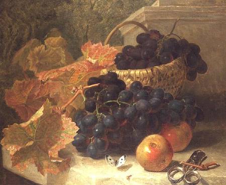 Still Life with Grapes and Scissors on a Stone Shelf von Eloise Harriet Stannard