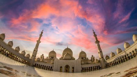 Große Scheich-Zayid-Moschee - Sonnenuntergang