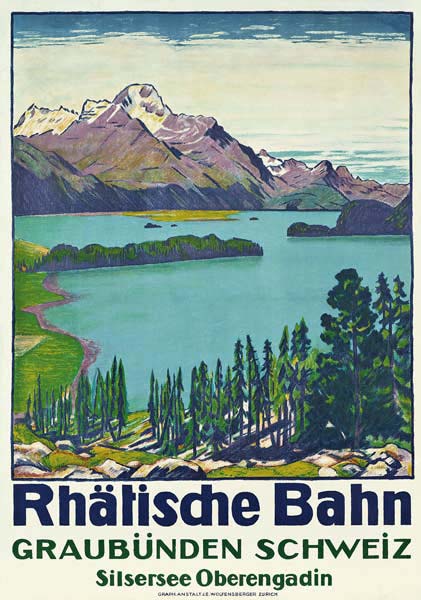 Poster advertising travel to Graubunden by the Swiss company 'Rhaetian Railway' von Emil Cardinaux