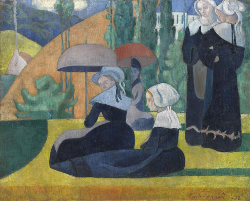 Bretoninnen mit Sonnenschirme von Emile Bernard