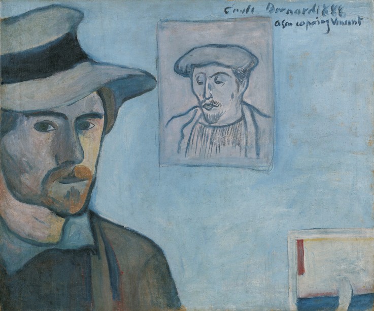 Selbstbildnis mit Porträt von Gauguin von Emile Bernard