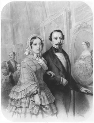 Queen Victoria and Napoleon III Emperor of France, visiting the art gallery of the Universel Exhibit von Emile Lassalle