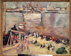 Betreten einer Korvette im Hafen von Antwerpen Gemälde von Othon Friesz (1879-1949) 1906 Privatsamml 0