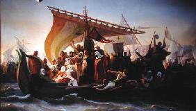The Crossing of the Bosphorus by Godfrey of Bouillon (c.1060-1100) and his Brother, Baldwin, in 1097 1854