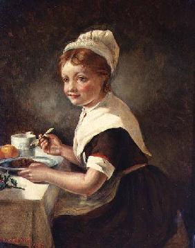 Foundling girl at Christmas Dinner 1877