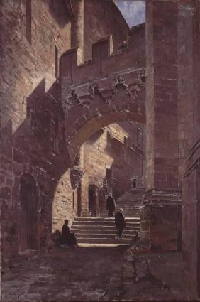 Mont Saint-Michel, Fortified gate in the Abbey 1881