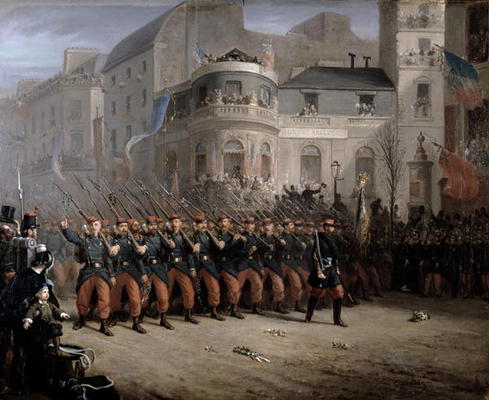 The Return of the Troops to Paris from the Crimea, Boulevard des Italiens, in front of the Hanover P von Emmanuel Masse