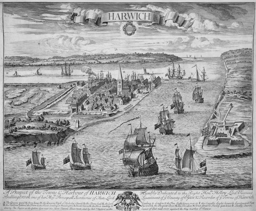 A Prospect of the Towne and Harbour of Harwich von English School
