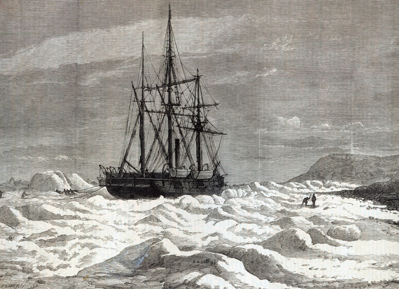 The North Pole Expedition: The Alert nipped the ice against the shore off Cape Beechy, from ''The Il von English School