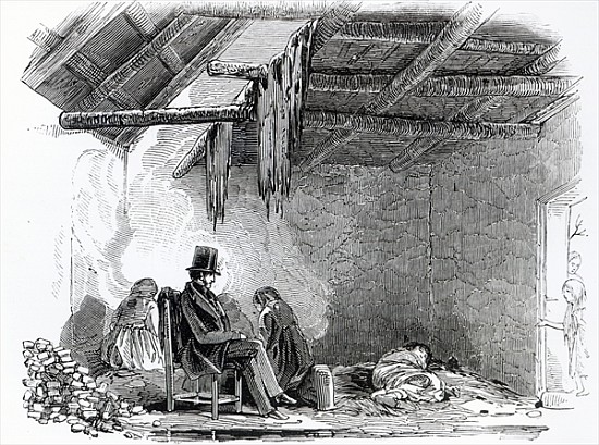 A doctor visiting a family during the Irish Famine, c.1849 von English School