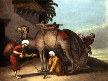 Two Camels with Attendants von English School