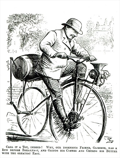 Cartoon making fun of the early days of Bicycles von English School
