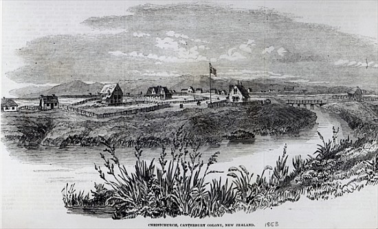 Christchurch, Canterbury Colony, New Zealand, from ''The Illustrated London News'', 9th April 1853 von English School