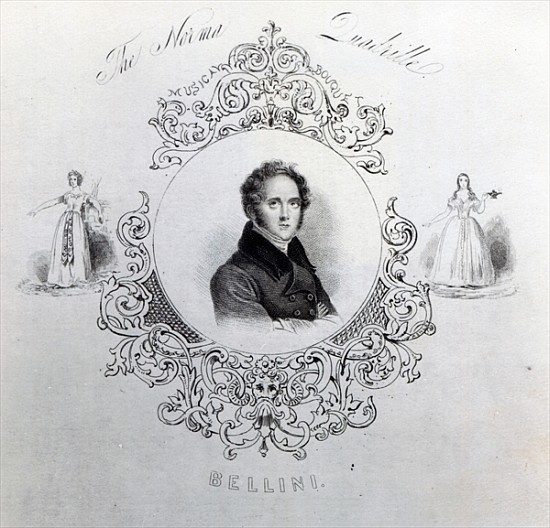 Cover of Sheet Music for a Quadrille, with a portrait of Vincenzo Bellini von English School