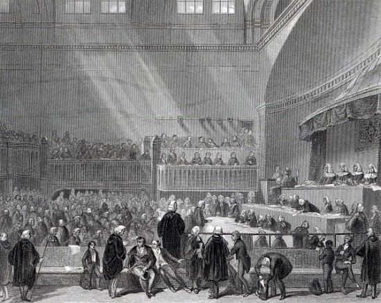Daniel O''Connell standing trial in 1844 von English School