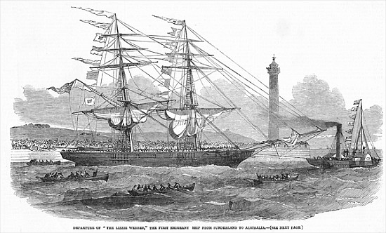Departure of ''The Lizzie Webber'', the first emigrant ship from Sunderland to Australia, from ''The von English School