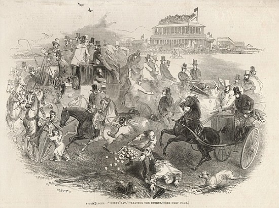Epsom Races, ''Derby Day'': Leaving the Course, from ''The Illustrated London News'', 31st May 1845 von English School