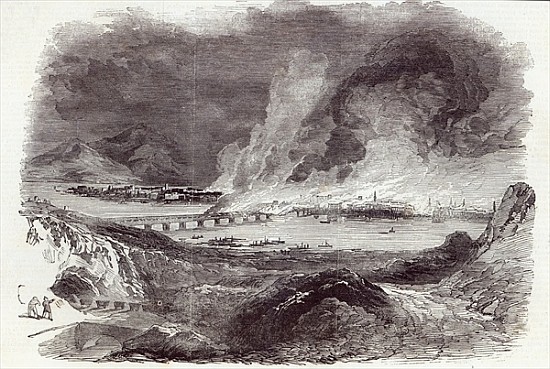 Great Fire at Pittsburgh, from The Illustrated London News, 17th May 1845 von English School