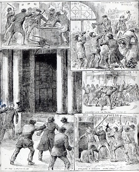 Great Riots in London, illustration from ''Pictorial News'', February 20th 1886 von English School