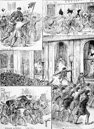Great Riots in London, illustration from ''Pictorial News'', February 20th 1886 von English School