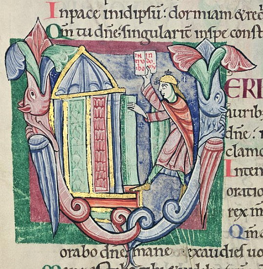 Historiated initial ''V'', Psalm 5, St. Alban''s Psalter, c.1123 von English School