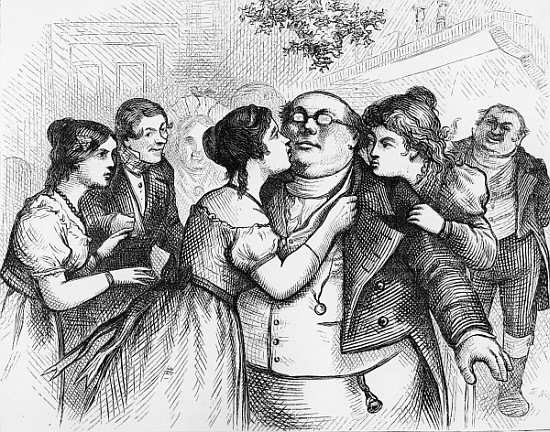It was a pleasant thing to see Mr. Pickwick in the centre of the group'', illustration from ''The Pi von English School