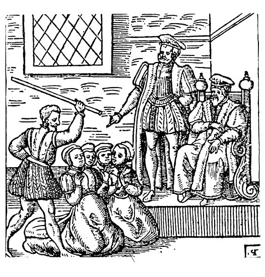 James I (1566-1625) of England and VI of Scotland Examining the North Berwick Witches, from ''Newes  von English School