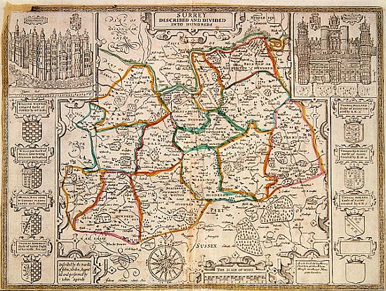 Map of Surrey, described and divided into hundreds von English School