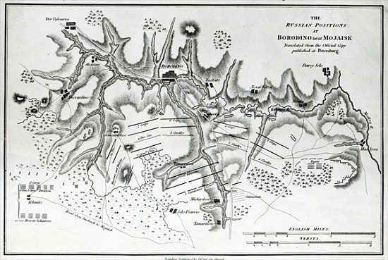 Map showing the Russian positions at the Battle of Borodino, c.1812 von English School