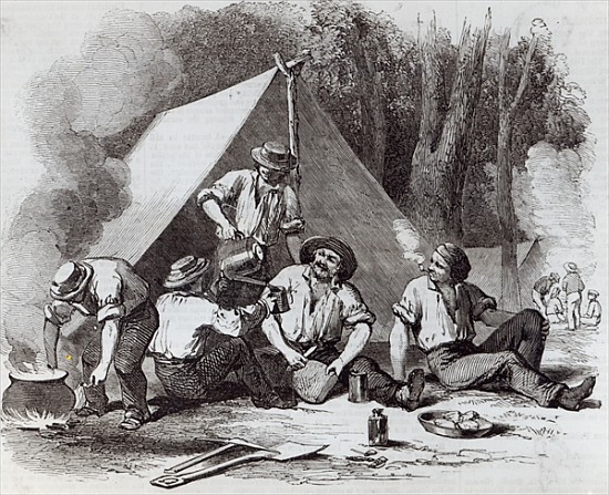 Mount Alexander gold-diggers at evening mess, from ''The Illustrated London News'' von English School