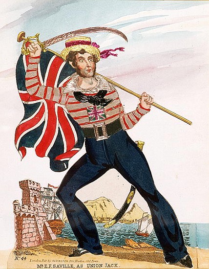 Mr E.F. Saville as ''Union Jack'', pub. Redington (engraving and collage) von English School