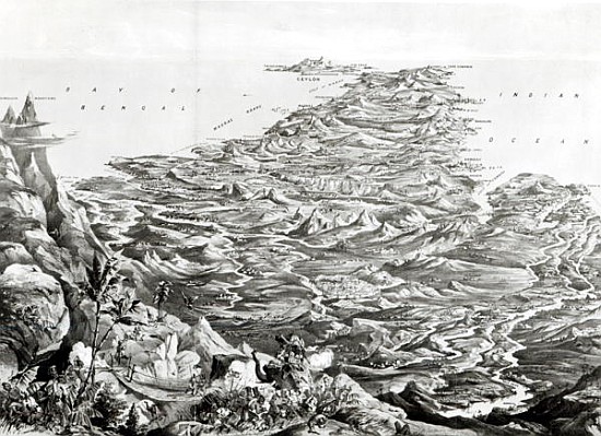 Panoramic view of India from the Himalaya Mountains, designed by T. Packer von English School