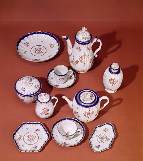 Part of a Worcester monogrammed tea service, c.1775 (porcelain) von English School