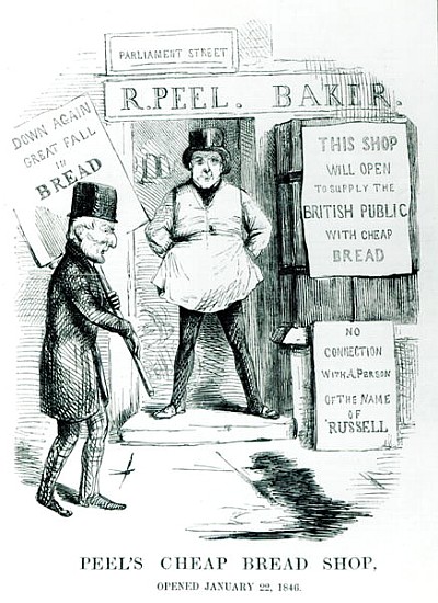 Peel''s Cheap Bread Shop, Opened January 22, 1846'', cartoon from ''Punch'' magazine, c.1846 von English School