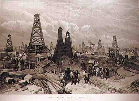 The Petroleum Oil Wells at Baku on the Caspian Sea, from 'The Illustrated London News' von English School
