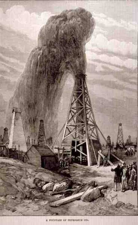 The Petroleum Oil Wells at Baku on the Caspian: A Fountain of Petroleum Oil, from 'The Illustrated L von English School