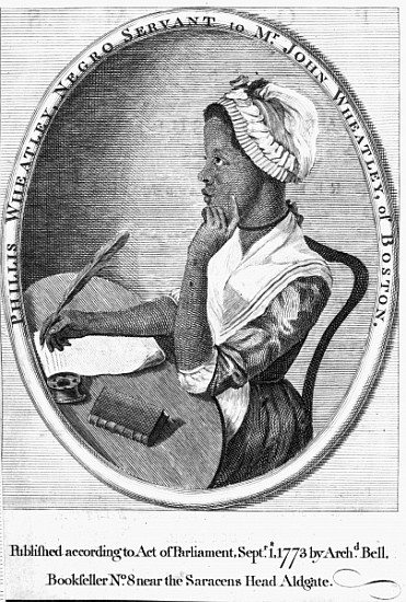 Phillis Wheatley, frontispiece to her ''Poems on various subjects'' von English School