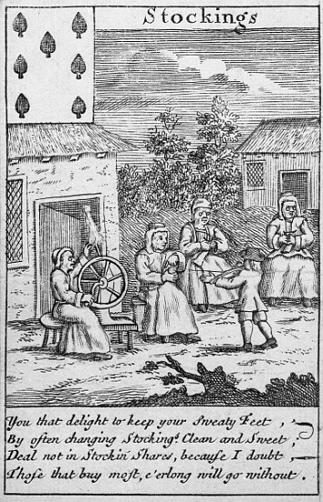 Playing Card showing workers making stockings (detail of 392627) von English School