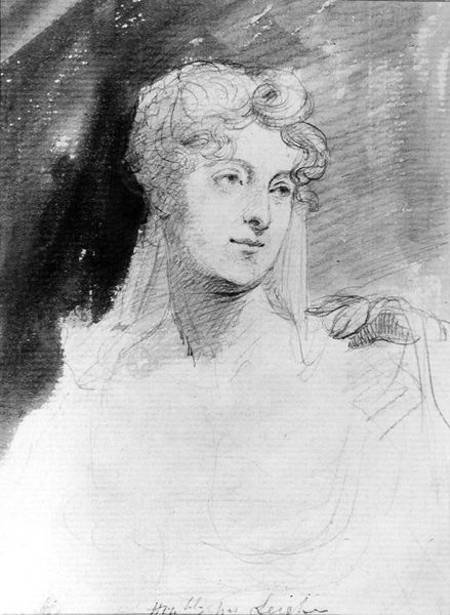 Portrait of Augusta Leigh (pencil and w/c on paper) von English School