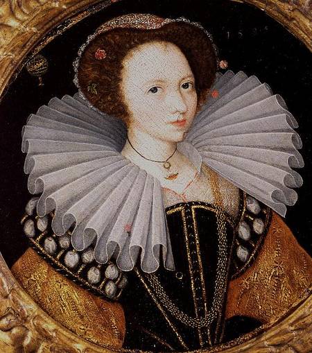 Portrait of a Lady with a Large Ruff, an Armillary Sphere in the Background von English School