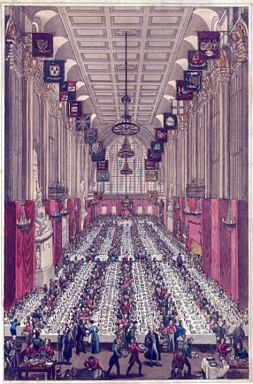 Representation of the Interior of Guildhall on the occasion of the visit of the King and Queen, at t von English School