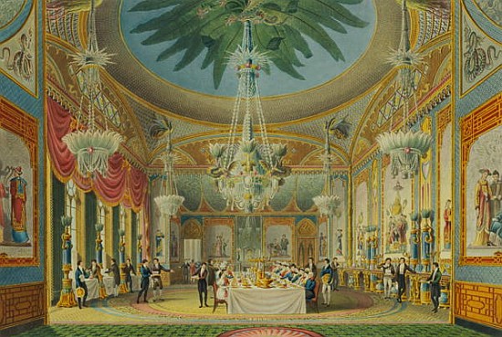 The Banqueting Room, from ''Views of the Royal Pavilion, Brighton'' John Nash (1752-1835) 1826 von English School