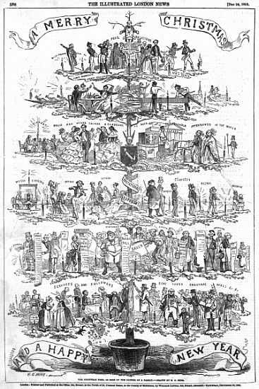 The Christmas Tree, as seen the father of a family, illustraion from ''The Illustrated London News'' von English School