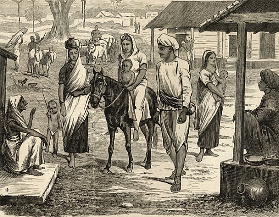The Indian Famine: A Bengalee Village, from ''The Illustrated London News'', 16th May 1874 von English School