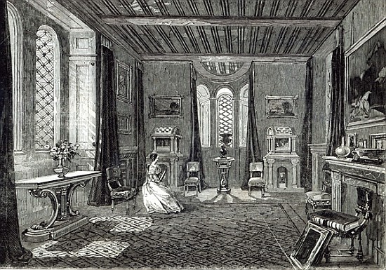 The Scarlet Drawing-room, Lansdown Tower, from ''The Illustrated London News'', 29th November 1845 von English School